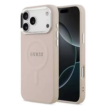 Guess Funda de silicona con MagSafe Classic Logo para Apple iPhone 17 Pro, rosa