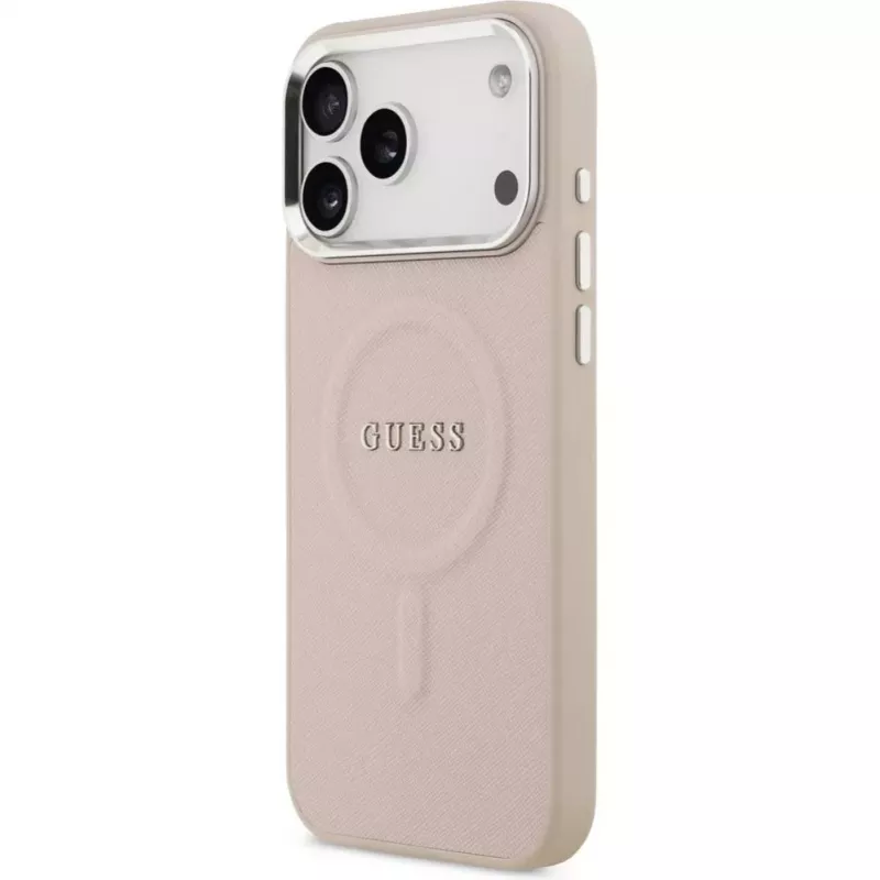 Guess Funda de silicona con MagSafe Classic Logo para Apple iPhone 17 Pro Max, rosa