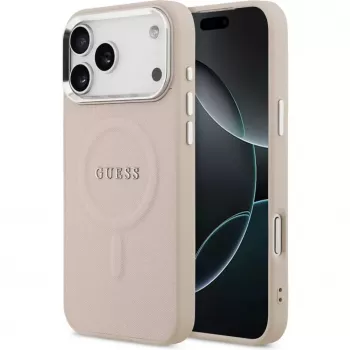 Guess Funda de silicona con MagSafe Classic Logo para Apple iPhone 17 Pro Max, rosa