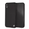 BMW Funda rígida de piel perforada para Apple iPhone XR, negra