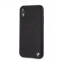 BMW Funda rígida de piel perforada para Apple iPhone XR, negra