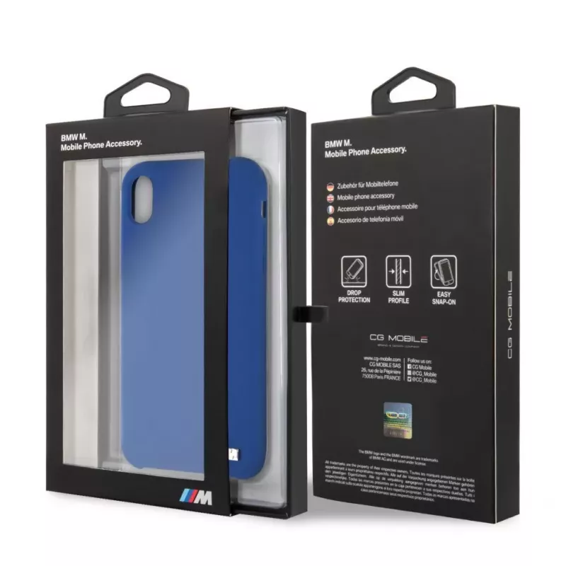 BMW Funda rígida de silicona para Apple iPhone XR, azul marino