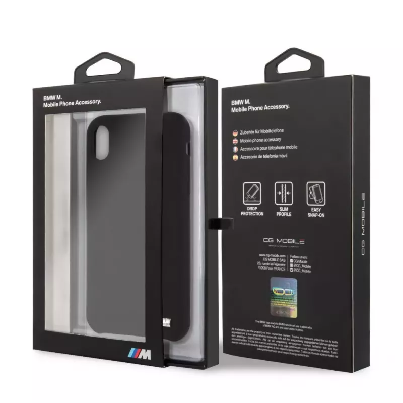 BMW Funda rígida de silicona para Apple iPhone XR, negra M Collection