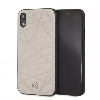 Mercedes-Benz Funda rígida Twister de piel genuina para Apple iPhone XR, gris