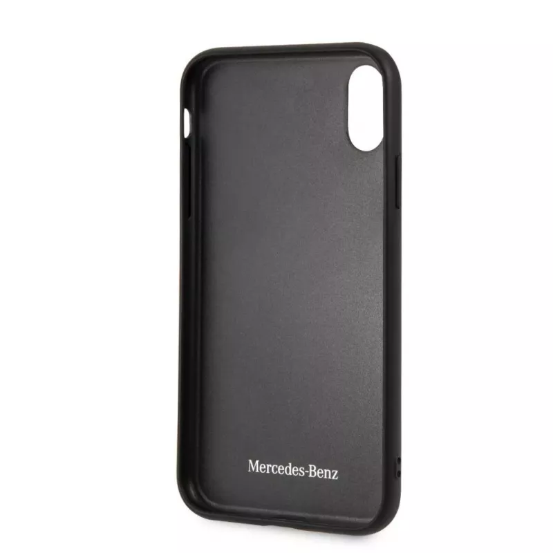 Mercedes-Benz Funda rígida Twister de piel genuina para Apple iPhone XR, gris