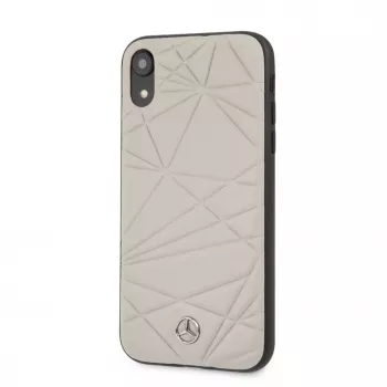 Mercedes-Benz Funda rígida Twister de piel genuina para Apple iPhone XR, gris