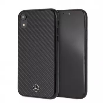 Mercedes-Benz Funda rígida de fibra de carbono real para Apple iPhone XR, negra