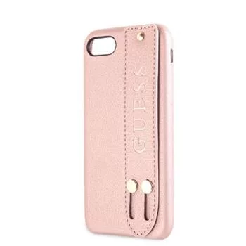 Guess Funda Saffiano Strap para iPhone 7/8/SE 2020, rosa