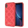 Guess Funda rígida de piel PU Debossed para Apple iPhone XR, rojo peonía
