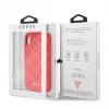 Guess Funda rígida de piel PU Debossed para Apple iPhone XR, rojo peonía