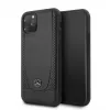 Mercedes-Benz Funda rígida de piel con perforación para Apple iPhone 11 Pro, negra