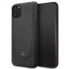 Mercedes-Benz Funda rígida de piel con perforación para Apple iPhone 11 Pro Max, negra