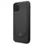 Mercedes-Benz Funda rígida de piel con perforación para Apple iPhone 11 Pro Max, negra