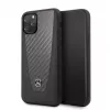 Mercedes-Benz Funda rígida de piel y carbono para Apple iPhone 11 Pro, negra
