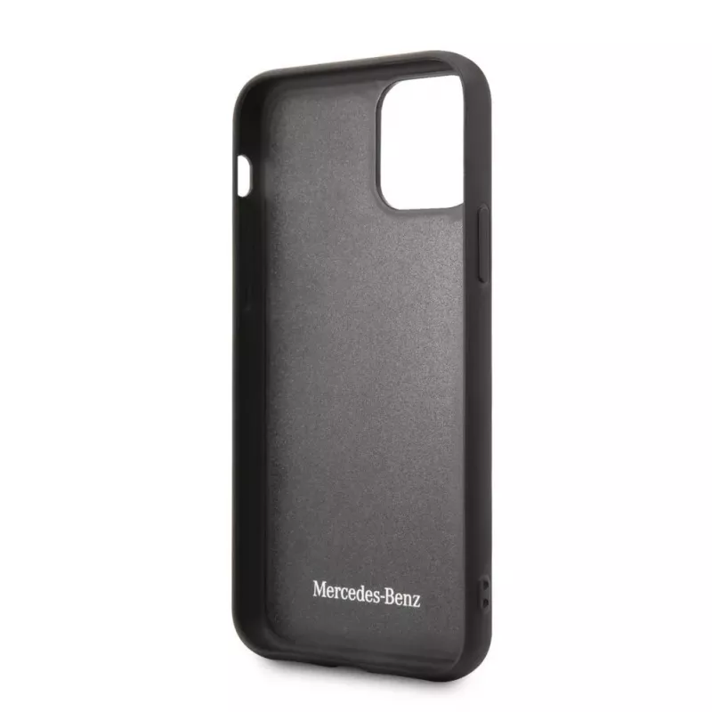 Mercedes-Benz Funda rígida de piel y carbono para Apple iPhone 11 Pro, negra