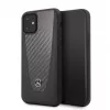Mercedes-Benz Funda rígida de piel y carbono para Apple iPhone 11, negra