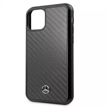 Mercedes-Benz Funda rígida de piel y carbono para Apple iPhone 11 Pro Max, negra