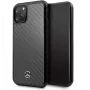 Mercedes-Benz Funda rígida de piel y carbono para Apple iPhone 11 Pro Max, negra