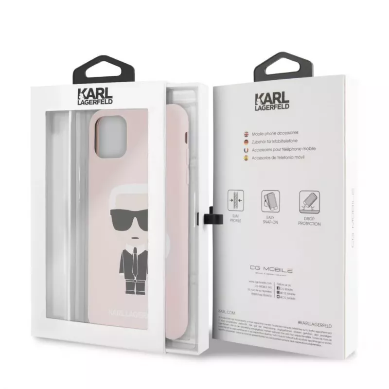 Karl Lagerfeld Funda de silicona Fullbody Ikonic para Apple iPhone 11 Pro Max, rosa