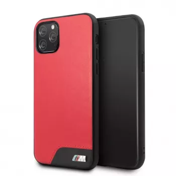 BMW Funda rígida de piel PU lisa para Apple iPhone 11 Pro roja