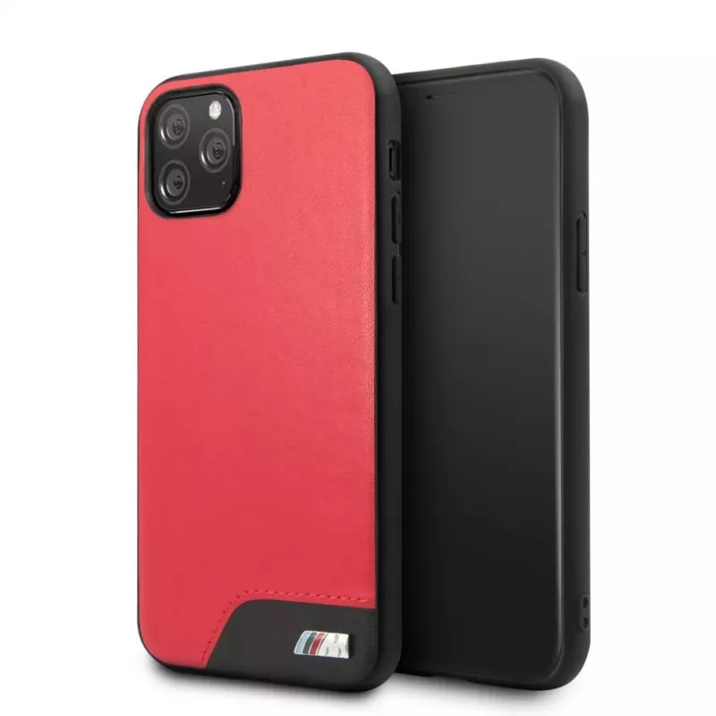 BMW Funda rígida de piel PU lisa para Apple iPhone 11 Pro roja