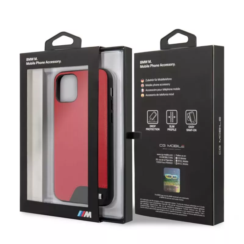 BMW Funda rígida de piel PU lisa para Apple iPhone 11 Pro roja