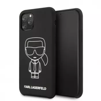 Karl Lagerfeld Apple iPhone 11 Pro funda trasera de silicona Ikonik White Outline negra