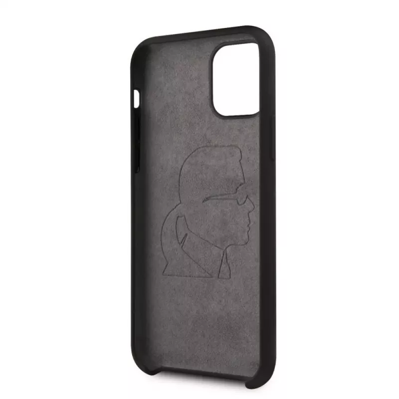 Karl Lagerfeld Apple iPhone 11 Pro funda trasera de silicona Ikonik White Outline negra
