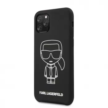 Karl Lagerfeld Apple iPhone 11 Pro funda trasera de silicona Ikonik White Outline negra