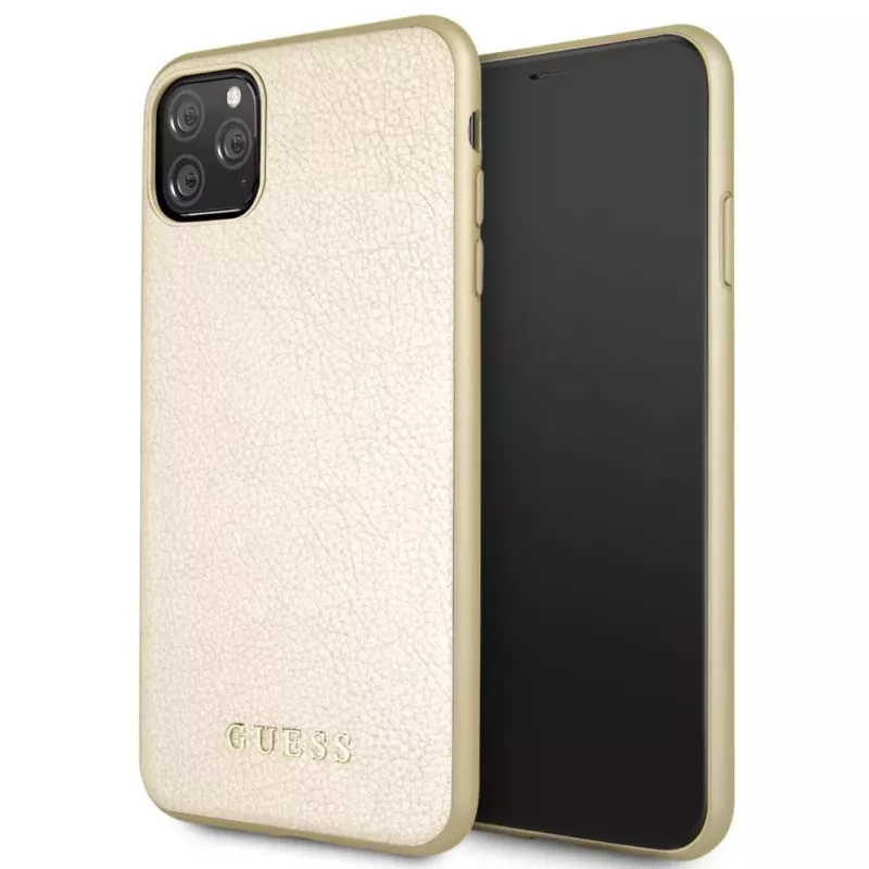 Guess Funda rígida de PU Iridescent para Apple iPhone 11 Pro Max dorada