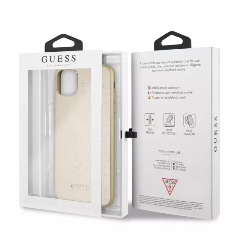 Guess Funda rígida de PU Iridescent para Apple iPhone 11 Pro Max dorada