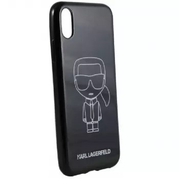 Karl Lagerfeld iPhone XR PC/TPU Glitter Ikonik White Outline negro
