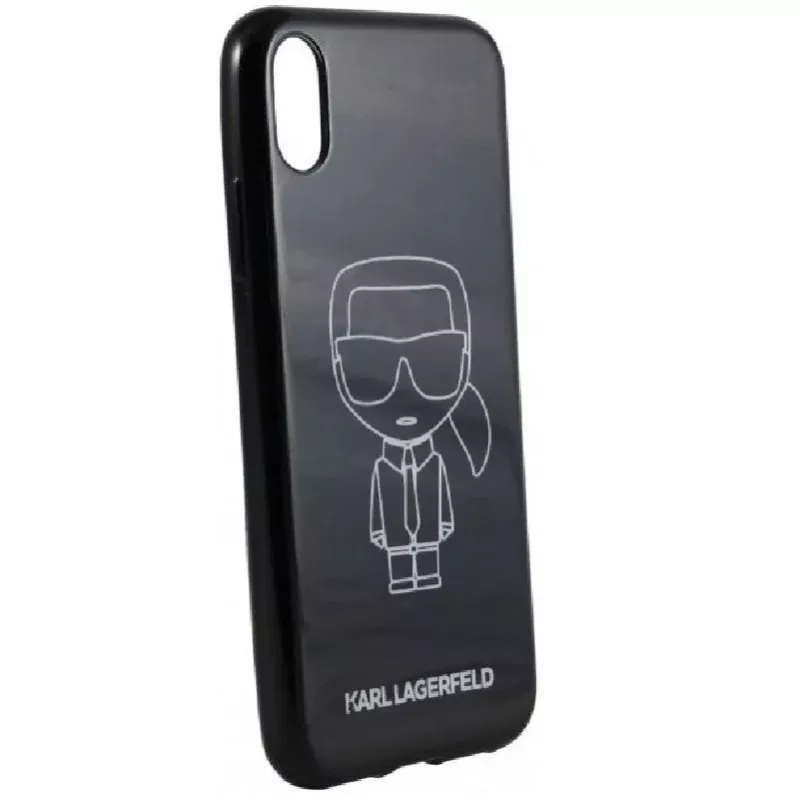 Karl Lagerfeld iPhone XR PC/TPU Glitter Ikonik White Outline negro