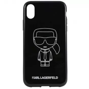 Karl Lagerfeld iPhone XR PC/TPU Glitter Ikonik White Outline negro