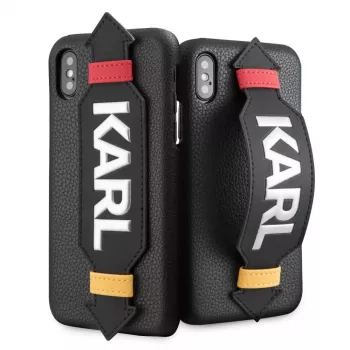 Karl Lagerfeld Funda de PU con correa para Apple iPhone X/XS negra