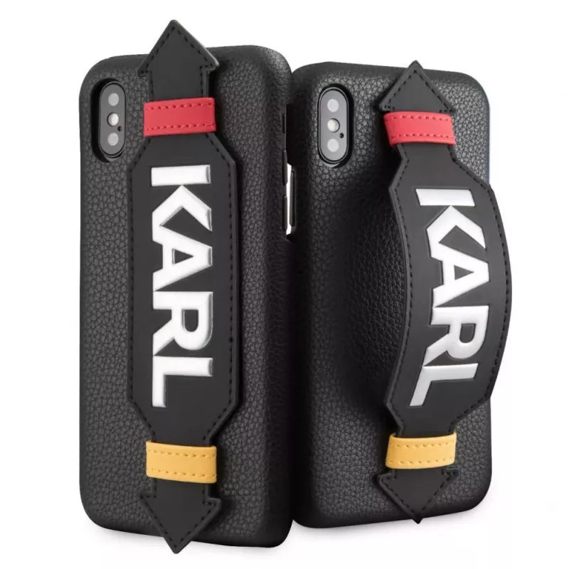 Karl Lagerfeld Funda de PU con correa para Apple iPhone X/XS negra