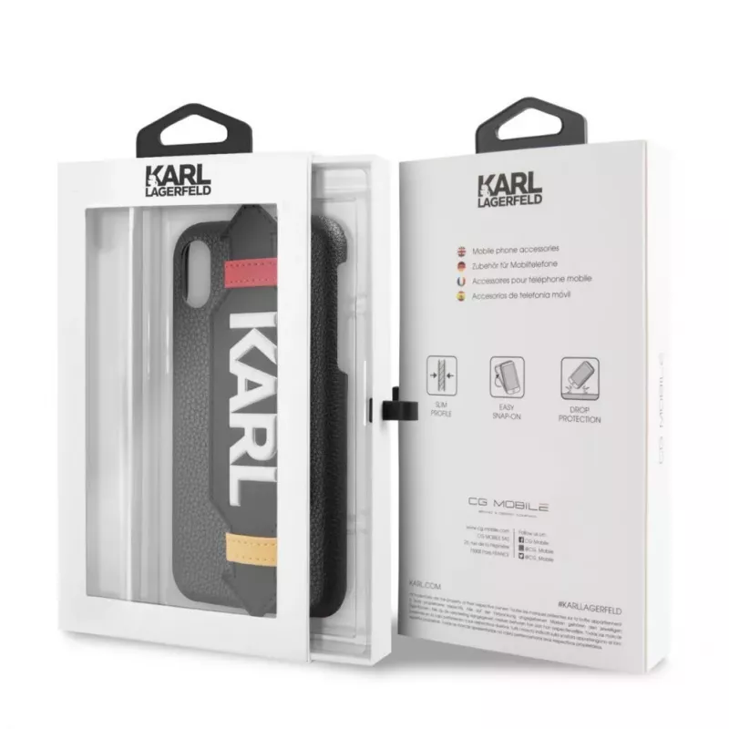 Karl Lagerfeld Funda de PU con correa para Apple iPhone X/XS negra
