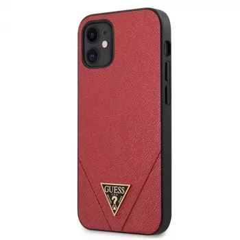 Guess GUHCP12SVSATMLRE Funda rígida Saffiano para Apple iPhone 12 Mini - roja