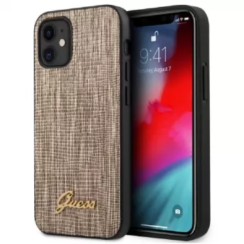 Guess Funda Lizard para Apple iPhone 12 mini 5,4 pulgadas dorada