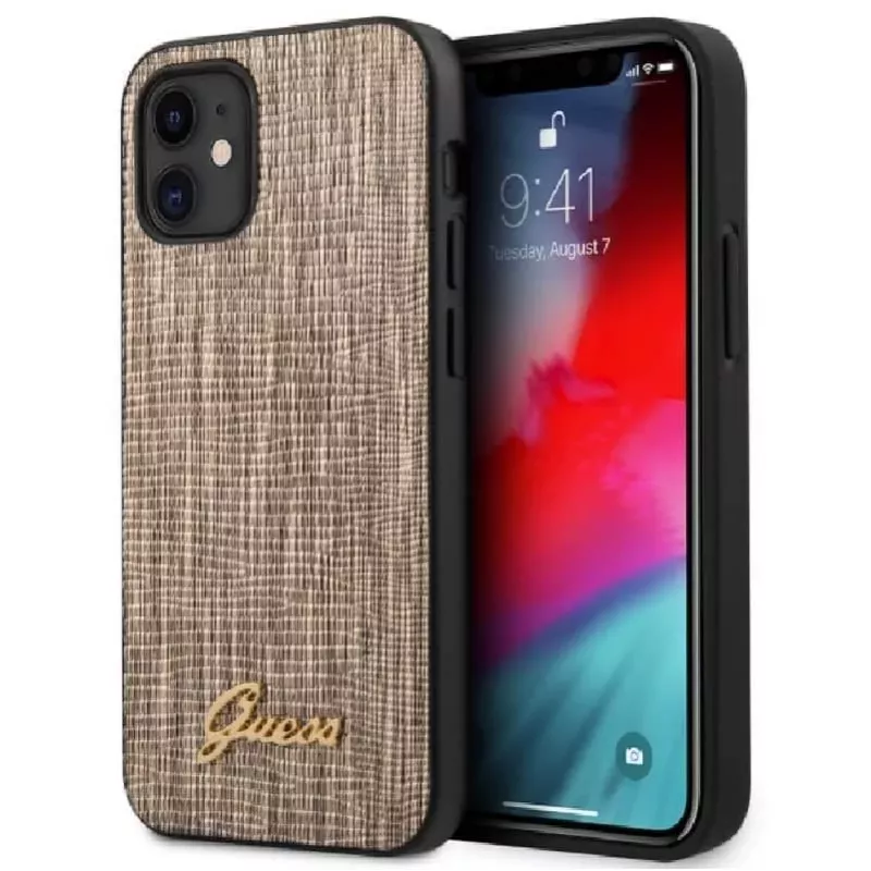 Guess Funda Lizard para Apple iPhone 12 mini 5,4 pulgadas dorada