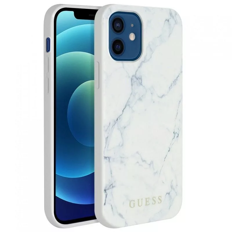 Guess Funda PC/TPU Marble para Apple iPhone 12 mini 5,4 pulgadas blanca