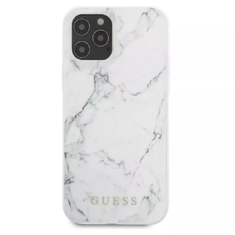 Guess Funda PC/TPU Marble para Apple iPhone 12/12 Pro blanca