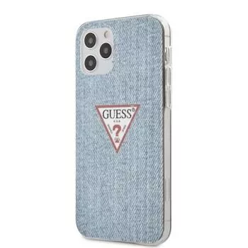 Guess Funda PC/TPU Denim Triangle para iPhone 12 Pro Max azul claro