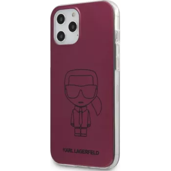 Karl Lagerfeld Funda PC/TPU Metallic Iconic Outline para Apple iPhone 12/12 Pro 6,1 pulgadas rosa oscuro
