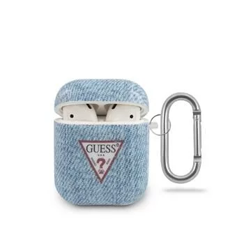 Guess Funda Denim Triangle para AirPods azul claro