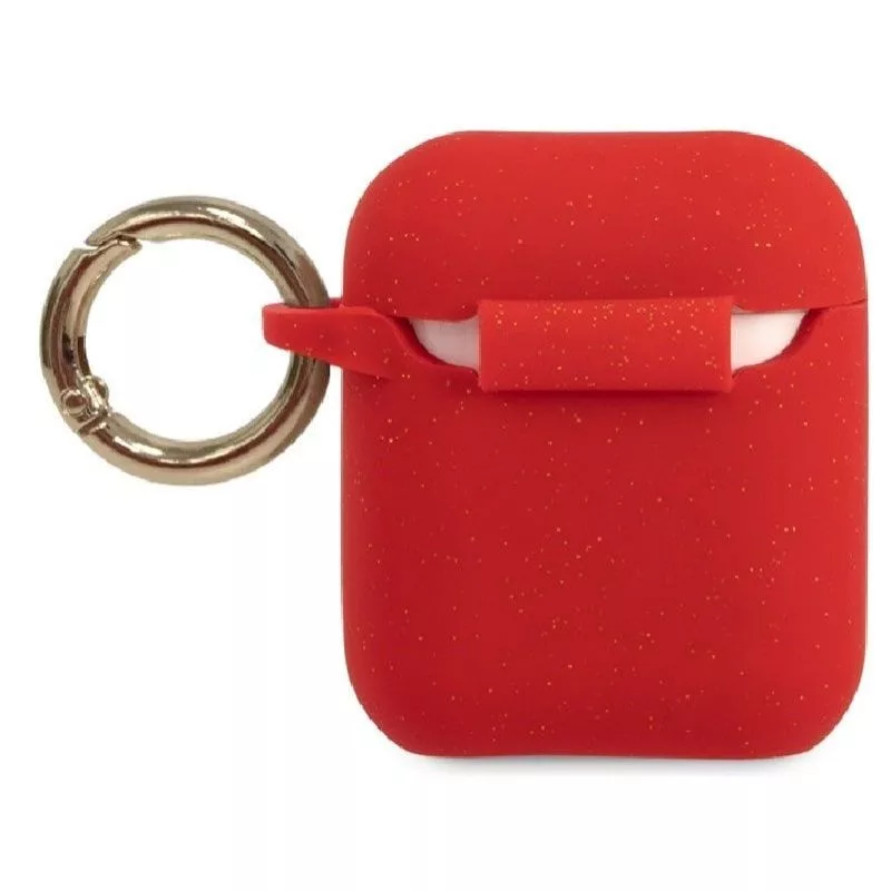 Guess Funda de silicona Glitter para AirPods Pro roja