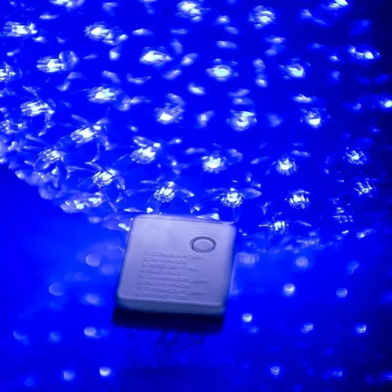 iLike Esfera de luz LED decorativa con flores 300 LEDs Azul 25 cm