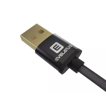 Evelatus cable de datos Micro USB EDC02 conectores bañados en oro por ambos lados negro