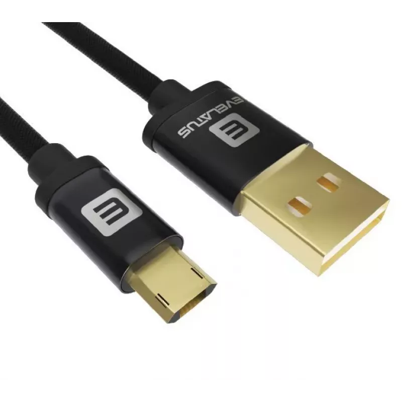 Evelatus cable de datos Micro USB EDC02 conectores bañados en oro por ambos lados negro