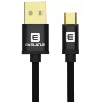 Evelatus cable de datos Micro USB EDC02 conectores bañados en oro por ambos lados negro